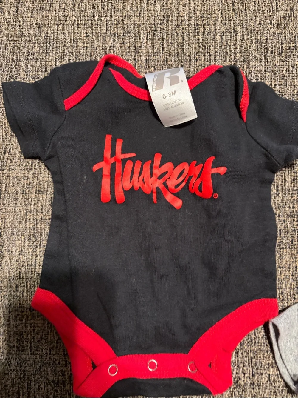 Nebraska Huskers Baby One-Piece Bodysuit - Red & Black Bundle 3 pcs